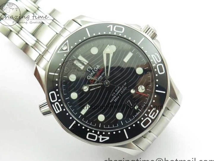 0502 EasyCare Seamaster Diver 300M ORF 1:1 Best Edition Black Ceramic Black Dial on SS Bracelet A 7870